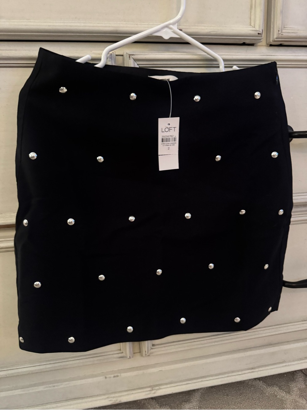 LOFT Black Mini Skirt with Stud Embellishments